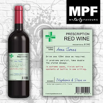 £2.80 • Buy Personalised Prescription Wine Bottle Label - Novelty Birthday CHRISTMAS Gift
