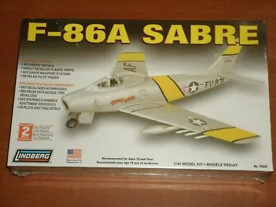 Lindberg Plastic Model Kit:  F-86A SABRE 1/48 Scale  USA 2006 Authentic Decals • £14.99