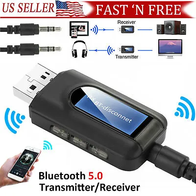 Bluetooth 5.0 Transmitter Receiver 4 IN 1 Wireless Audio 3.5mm USB Aux Adapter • $7.69