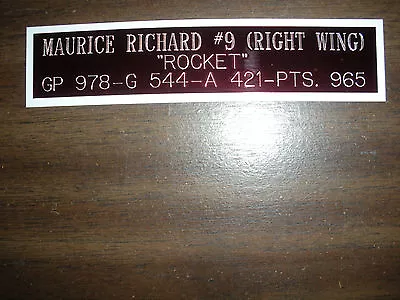 Maurice Richard Nameplate For Signed Puck Display/jersey Case/photo • $6.95