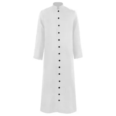 Men's Single Breasted Long Robe Clergy Pastor Gown Priest Medieval Friar Costume • $36.66