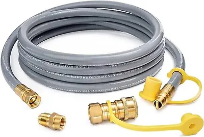 Gaspro Grey Yellow 1/2 Inch Natural Gas Hose Assembly 12 Foot With Quick Connect • $34.97
