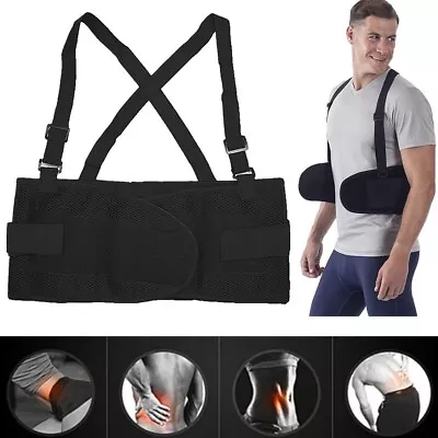 Heavy Weight Lift Lumbar Lower Back Waist Support Belt Brace With Suspender Work • $10.99