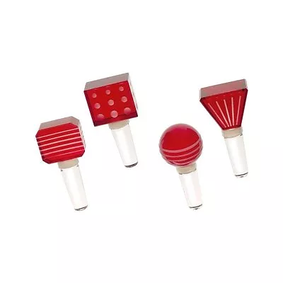 Mikasa Cheers Ruby Red Glass Christmas Wine Bottle Stoppers Set Of 4 NEW • $12.59