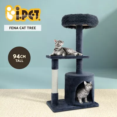 I.Pet Cat Tree Scratching Post Tower Scratcher 94cm Condo House Wood Trees Grey • $42.95