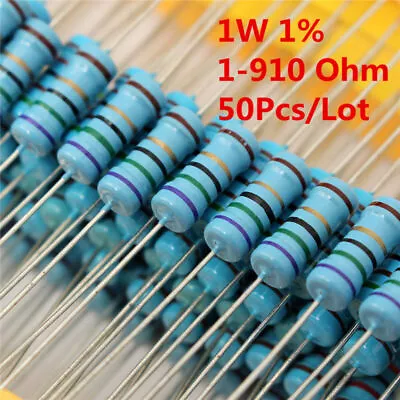 50Pcs 1W 1 Watt Metal Film Resistor ±1% 56 120 150 180 430 470 680 1-910 Ω Ohm • $6.15