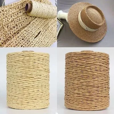 1 Roll Raffia Paper Straw Yarn DIY Knitting Crochet Handbag Hats Crafts Rope UK • £8.55