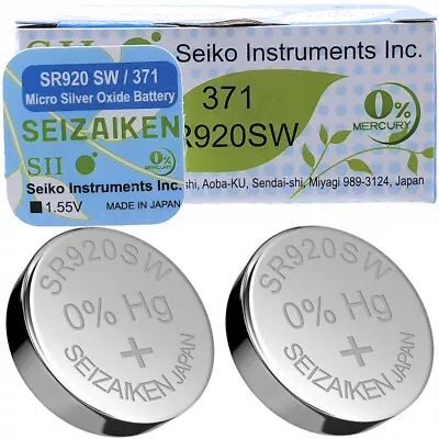 Seiko Seizaiken Watch Batteries 371 SR920SW SR69 X 2 • £2.69