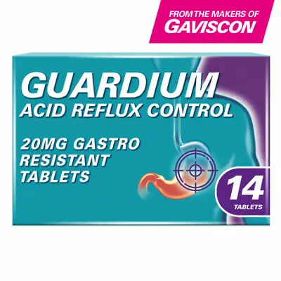 GUARDIUM Tablets Heartburn And Acid Reflux Control By Gaviscon Pack Of 14 • £15.99