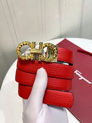 £51.57 • Buy Ferragamo Belt Gold Buckle Red/Black Reversible Women's Belt Size 75/30