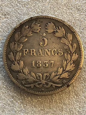 5 Silver Francs Louis Philippe I 1837 Inverted Die Axis • £45