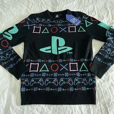 $22.92 • Buy Sony Playstation Christmas Holiday Ugly Sweater Knit Pullover Men's Size S - NWT