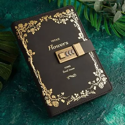 Diary Journal With Lock Cover Stamping Embossed Design Ruled Hot Foil  Women • $21.88