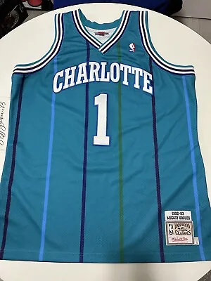 Authentic Mitchell & Ness Muggsy Bogues Jersey Sz 48 XL Charlotte Hornets • $150