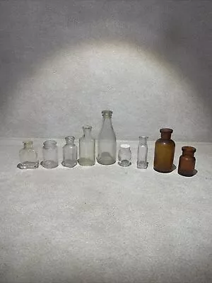 Glass Medicine Bottles Vintage Lot Of 9 • $19.99