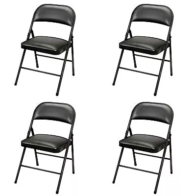 Plastic Development Group Indoor Metal Padded Vinyl Folding Chair Black (4Pack) • £116.19