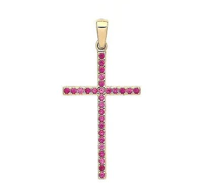 9ct Yellow Gold Ruby Cross Pendant REVERSIBLE • £49.95