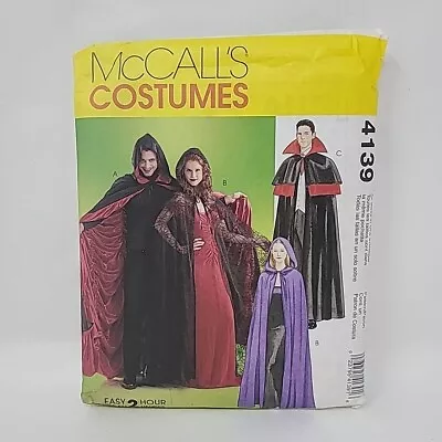 McCalls 4139 Mens Misses Teen Easy 2 Hour Capes Costume Pattern S-XL Long Cloak • $9.79