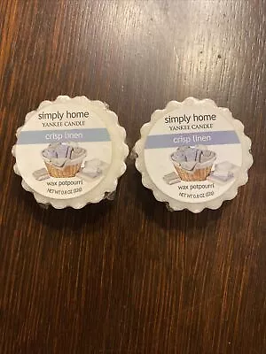 Yankee Candle Simply Home Tart Wax Melts Lot Set Of 2 Crisp Linen Approx 8 Hrs • £9.68