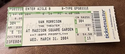 Van Morrison Rare Unused Concert Ticket Msg New York Ny 03/31/2004 • $9.99