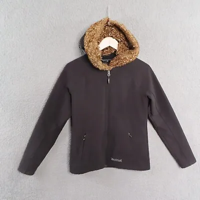 Marmot Furlong Jacket Womens Petite Small Faux Fur Trimmed Hood Soft Shell Black • $29.99