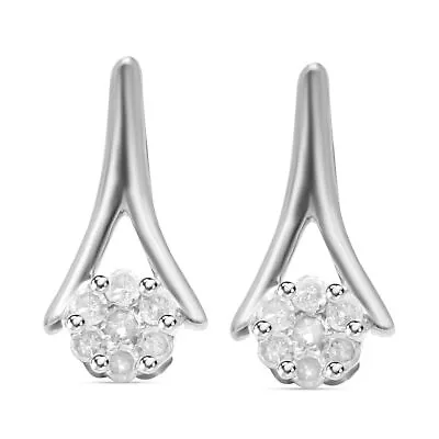 TJC Diamond Floral Stud Earrings For Women In 9ct White Gold • £158.99