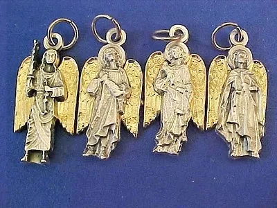 Lot 4 Archangel St Medals Michael Uriel Gabriel Raphael Gold Plate Saint Italy • $19.98