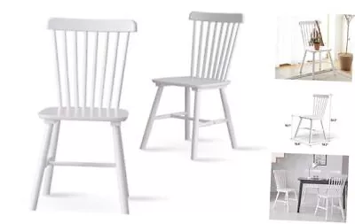  Aslan Malaysian Oak Dining Chair Set Of Two Country Farmhouse High White • $257.45