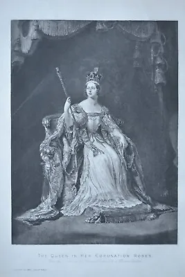 Queen Victoria In Her Coronation Robes Antique Heliogravure George Hayter R.a • $22.68