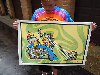 Vintage NOS Original 1970s Harley Motorcycle Chopper Poster Vagabond Psychedelic • $32.99