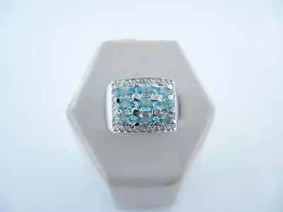 Vintage Ladies Sterling Silver Blue Zircon Ring Size 7.5 • $24.99