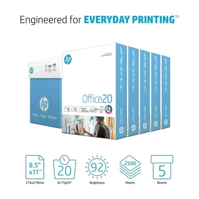 $32 • Buy HP Printer Paper | 8.5 X 11 Paper | Office 20 Lb | 5 Ream Case - 2500 Sheets