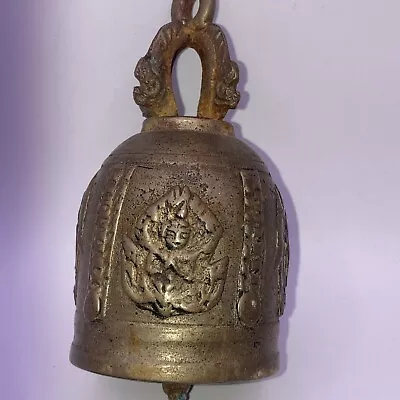 Ornate Vintage Brass Bell Deity God Detailed India Hindu Ganeesh Ringer • $25