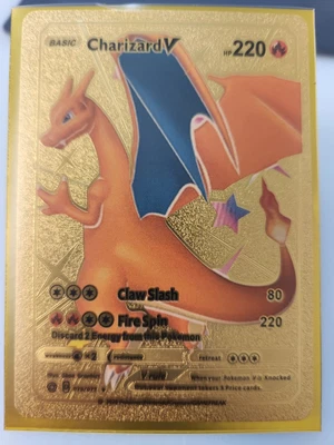 $0.99 • Buy Charizard V HP 220 Gold Foil Pokemon Card 079/073 Fan Art Orange 