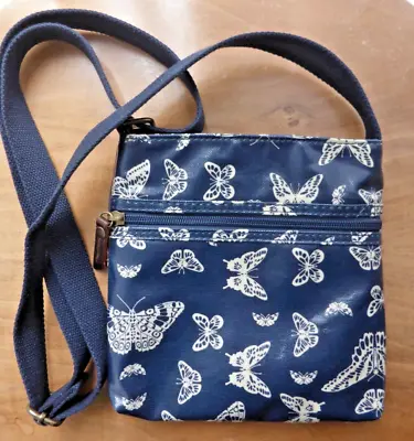 Small Oil Cloth Butterfly Print Navy Fat Face Shoulder/Messenger/Hand Bag-Ex Con • £10