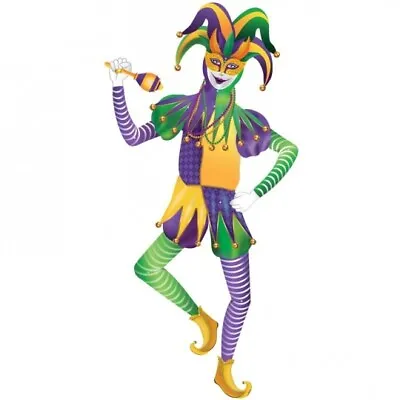 Mardi Gras 6-Foot Jointed Jester Cutout Paper 6' X 35 1/4  Wall Decorations • £14.24