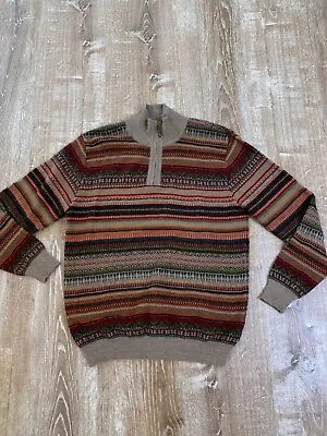 $59.97 • Buy Inka's Liber Men 100% Baby Alpaca 1/4 Half Zip Sweater Long Sleeve Fair Isle XL