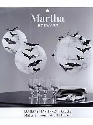 Martha Stewart Hanging Moon Lanterns With Bats (pack Of 3) Halloween Decorations • $13.95