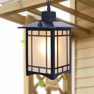 Retro Outdoor Pendant Lantern Light Fixture Hanging Ceiling Exterior Porch Lamp • $31.35