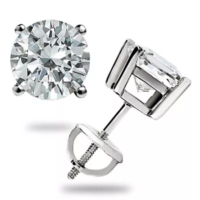 2.50ct Gra Round Brilliant Cut Moissanite Stud Earrings Real 14k White Gold Gift • $77.49