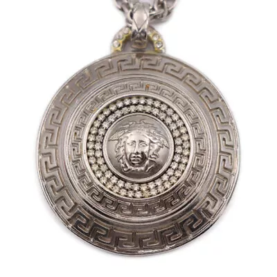 VERSACE Necklace  Medusa Pendant Metal Rhinestone Silver • $417