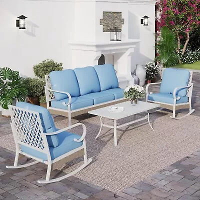 4 Piece Patio Furniture Set Outdoor Conversation Set For Lawn Backyard Rocking • $839.99