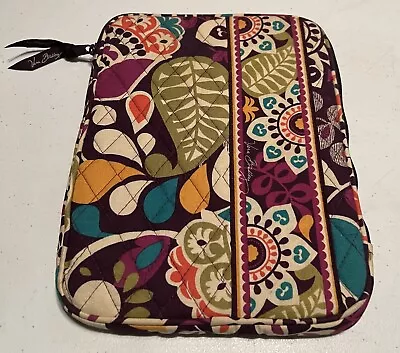 Vera Bradley Purple Plum Crazy Floral Quilted Zip Laptop Travel Bag 10” X 8” EUC • $22.95