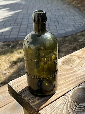 C1870 Hanbury Smith Kissingen Mineral Water Bottle Yellow Green • $79.99