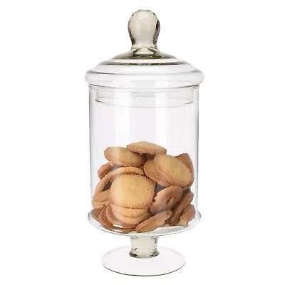 Large Glass Cookie Jar Pot Biscotti Biscuit Sweets Snacks Candy Buffet Jar W/Lid • £14.25