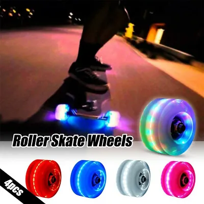 4PCS Luminous Light Up Quad Roller Skate Wheels W/ BankRoll Bearings Installed • $21.56