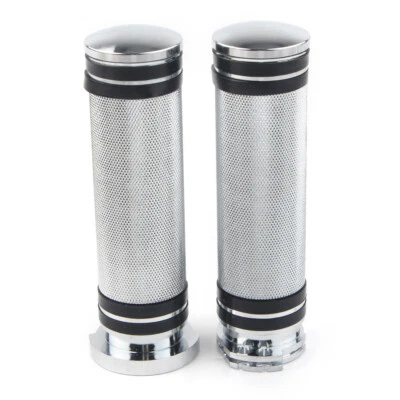 $20.43 • Buy 1'' Chrome Handlebar Hand Grips For Harley Sportster Dyna Softail Touring V-Rod