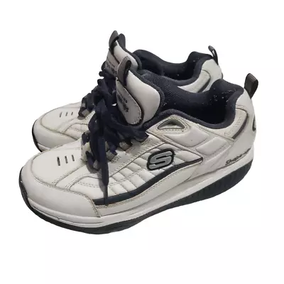 Skechers Shape Ups Mens 9 White Navy Blue Walking Comfort Rare Fitness • $33