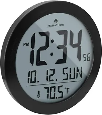 Wall Clock Digital Round Marathon Calendar Temperature Internal 17cm • $252.22