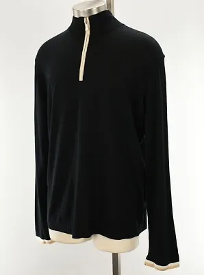 MALO Mens Black 1/4 Zip Silk Cotton Blend Lightweight Sweater XL 56 Italy NWT • $149.99